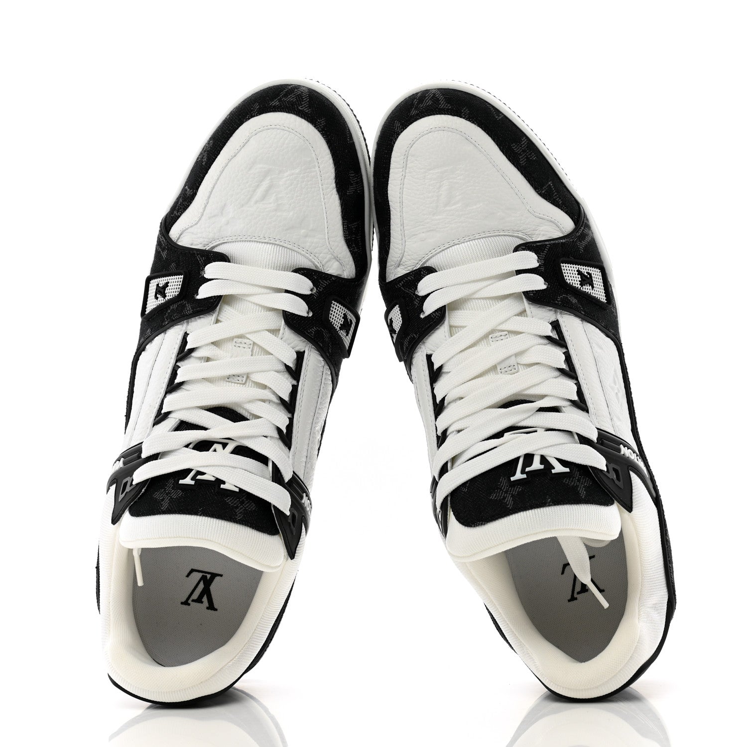 Louis Vuitton Calfskin Monogram Denim Mens LV Trainer Sneakers 11.5 Black 2 of 9