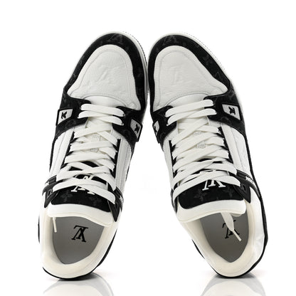 Louis Vuitton Calfskin Monogram Denim Mens LV Trainer Sneakers 11.5 Black 2 of 9