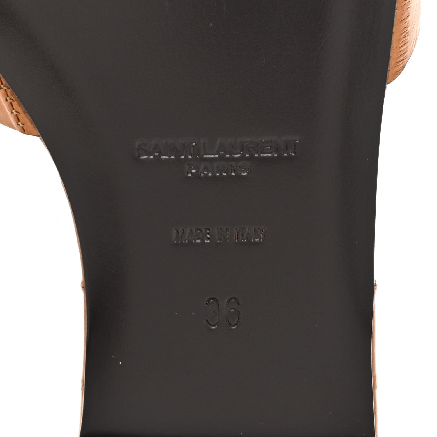 Saint Laurent Calfskin Crocodile Embossed Tribute 05 Slide Sandals  36 Brave Beige 6 of 11