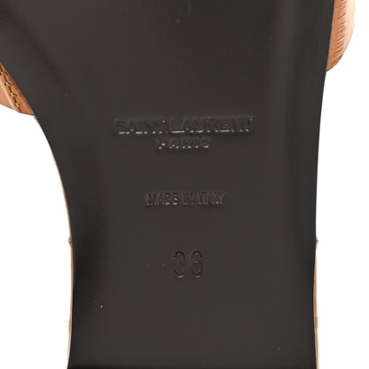 Saint Laurent Calfskin Crocodile Embossed Tribute 05 Slide Sandals  36 Brave Beige 6 of 11