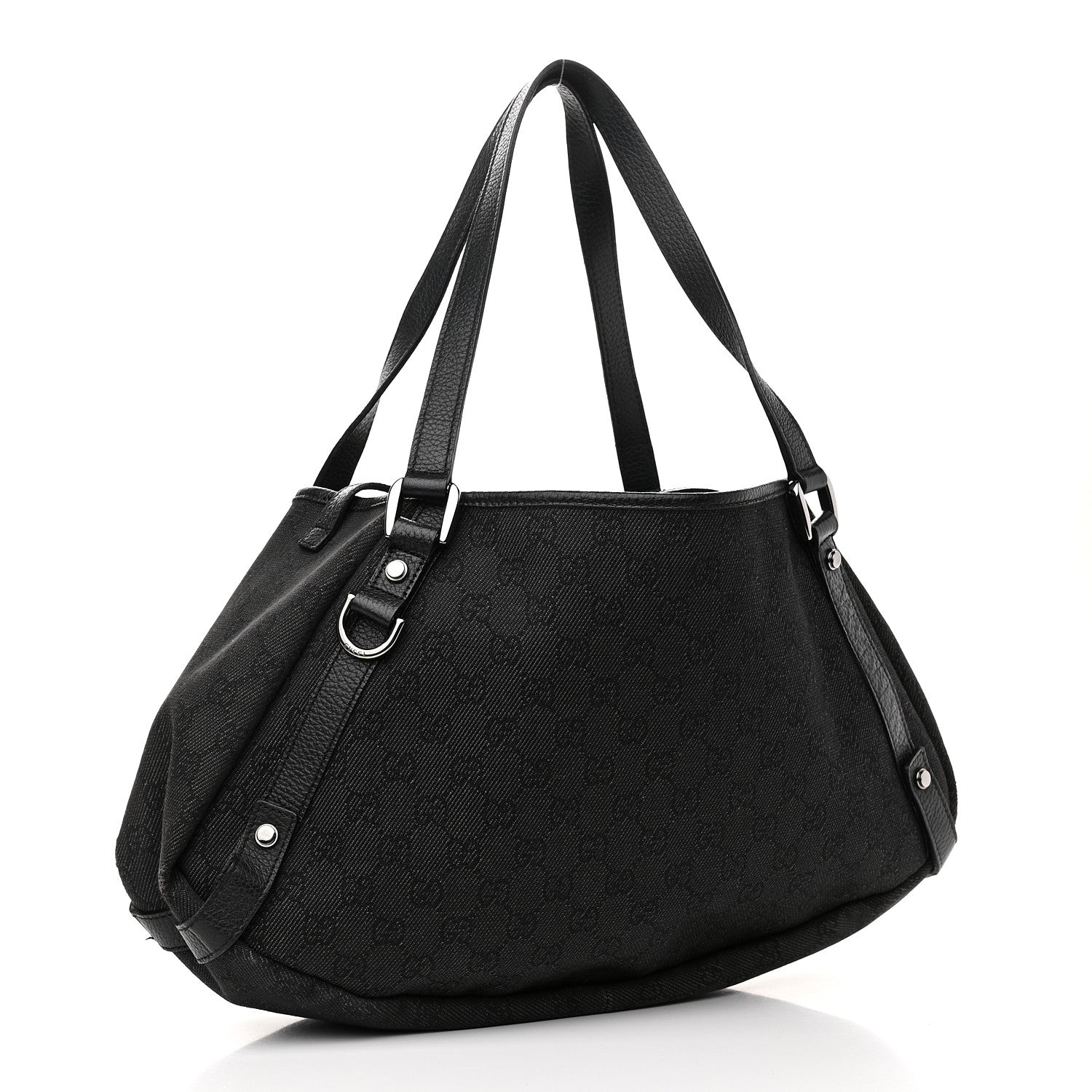 Gucci Monogram Denim Medium Abbey Shoulder Bag Black 3 of 12