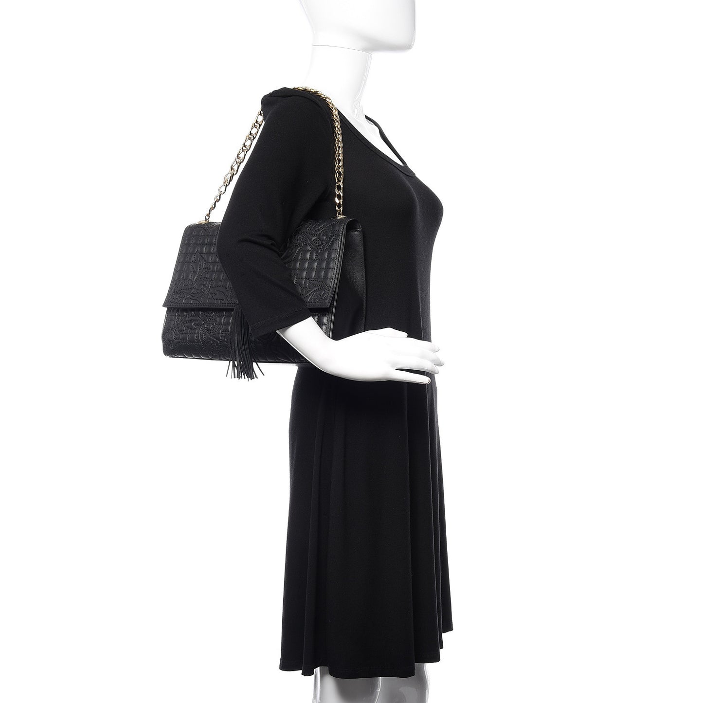 Nappa Barocco Quilted Vanitas Medea Shoulder Bag Black