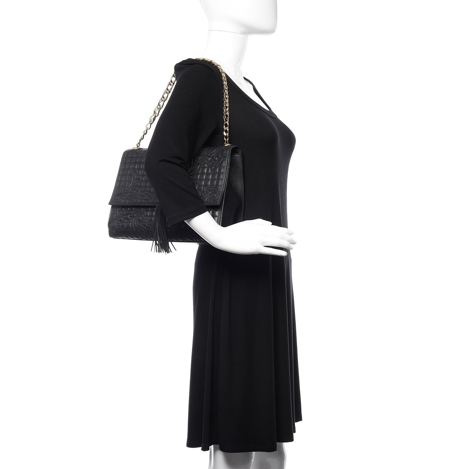 Versace Nappa Barocco Quilted Vanitas Medea Shoulder Bag Black 2 of 9