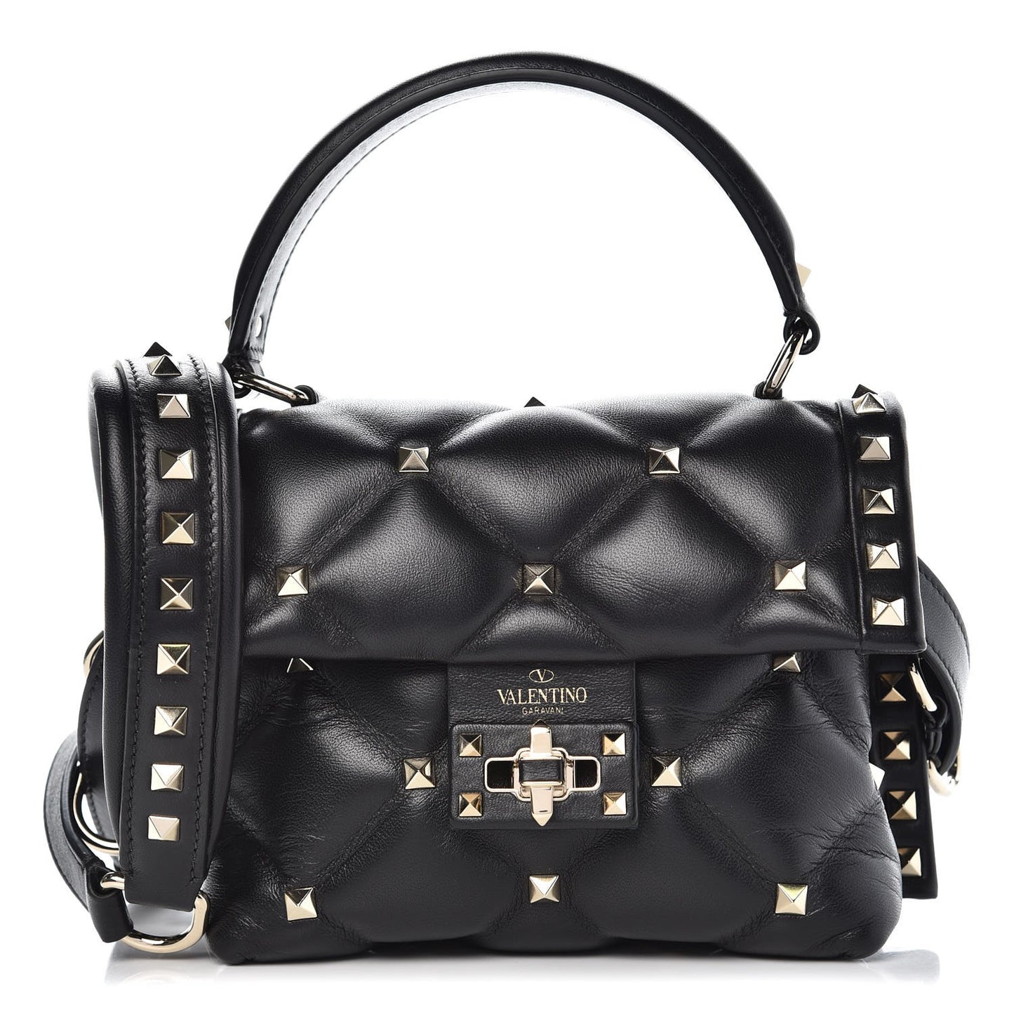 Nappa Mini Candystud Top Handle Bag Black