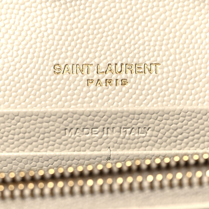 Saint Laurent Grain De Poudre Matelasse Chevron Monogram Chain Wallet Crema Soft 7 of 11