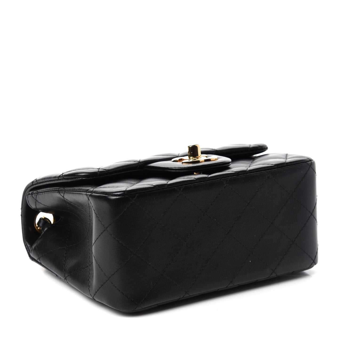 Lambskin Quilted Mini Square Flap Black