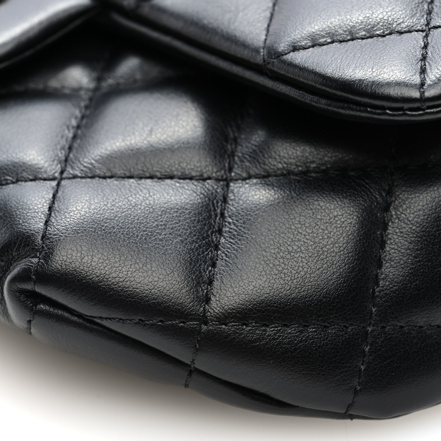 Calfskin Quilted CC Uniform Flap Belt Bag Black