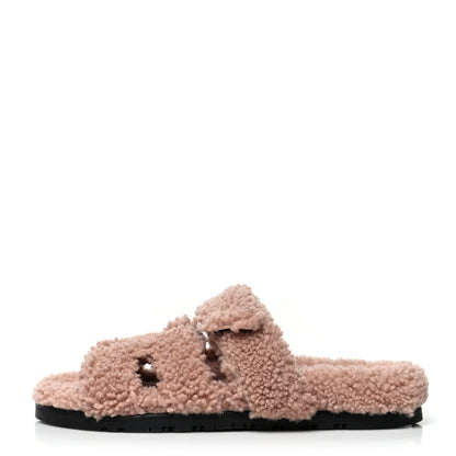 Hermes Woolskin Womens Chypre Sandals 40 Bois De Santal 1 of 8