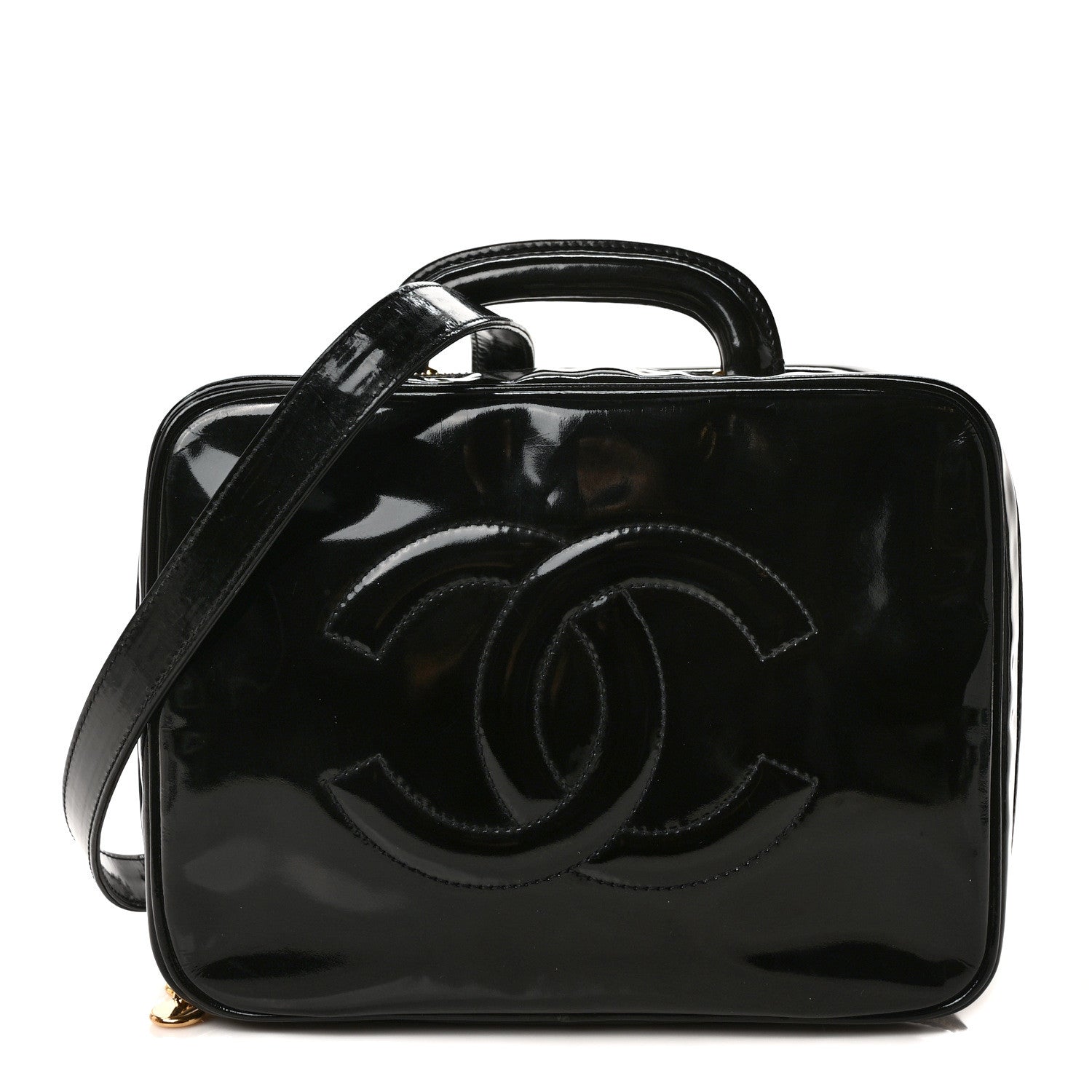 Chanel Patent CC Vanity Cosmetic Case Black 1 of 9