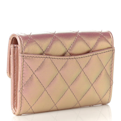 Chanel Iridescent Calfskin Quilted Flap Card Holder Wallet Pink 3 of 18