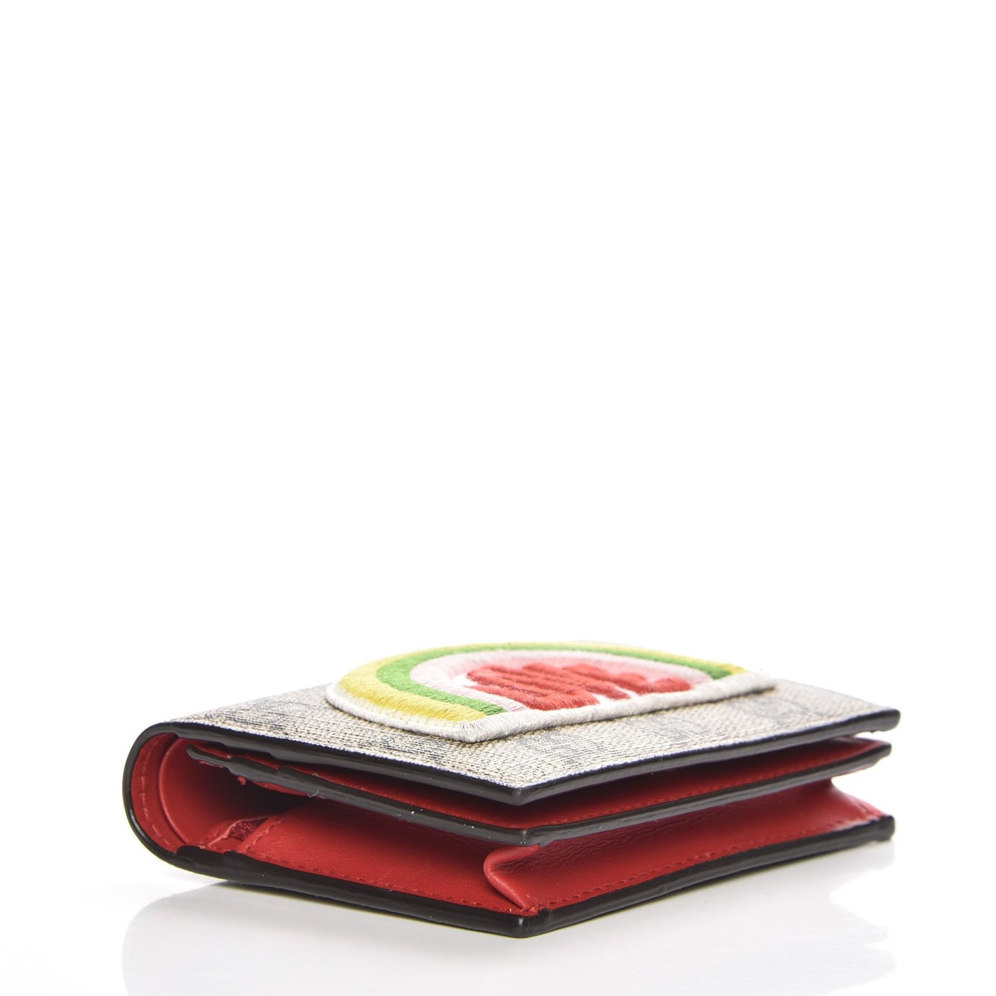 Soft GG Supreme Monogram Rainbow Embroidered Card Case Wallet