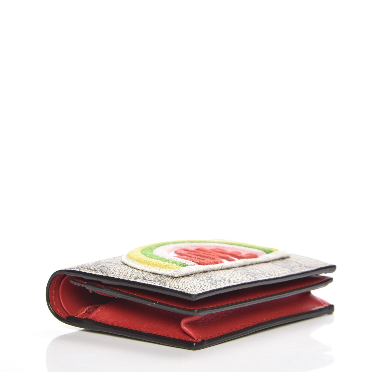 Gucci Soft GG Supreme Monogram Rainbow Embroidered Card Case Wallet 4 of 9