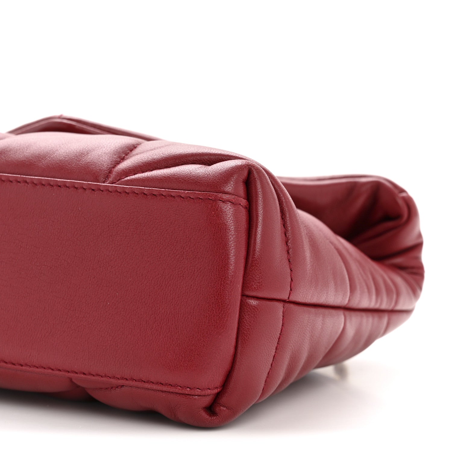 Saint Laurent Lambskin Quilted Toy Loulou Puffer Monogram Chain Satchel Red 10 of 15