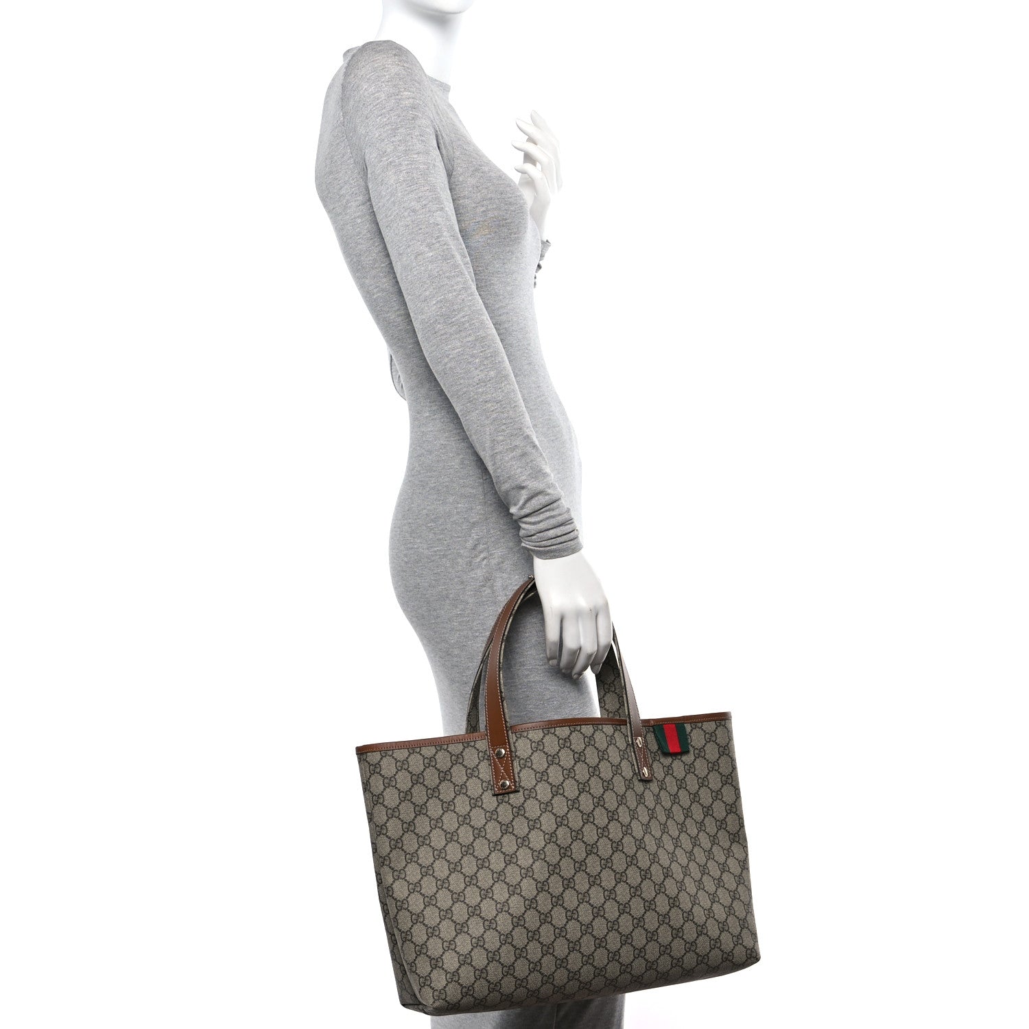 Gucci GG Plus Monogram Medium Signature Web Loop Tote Light Brown 3 of 11