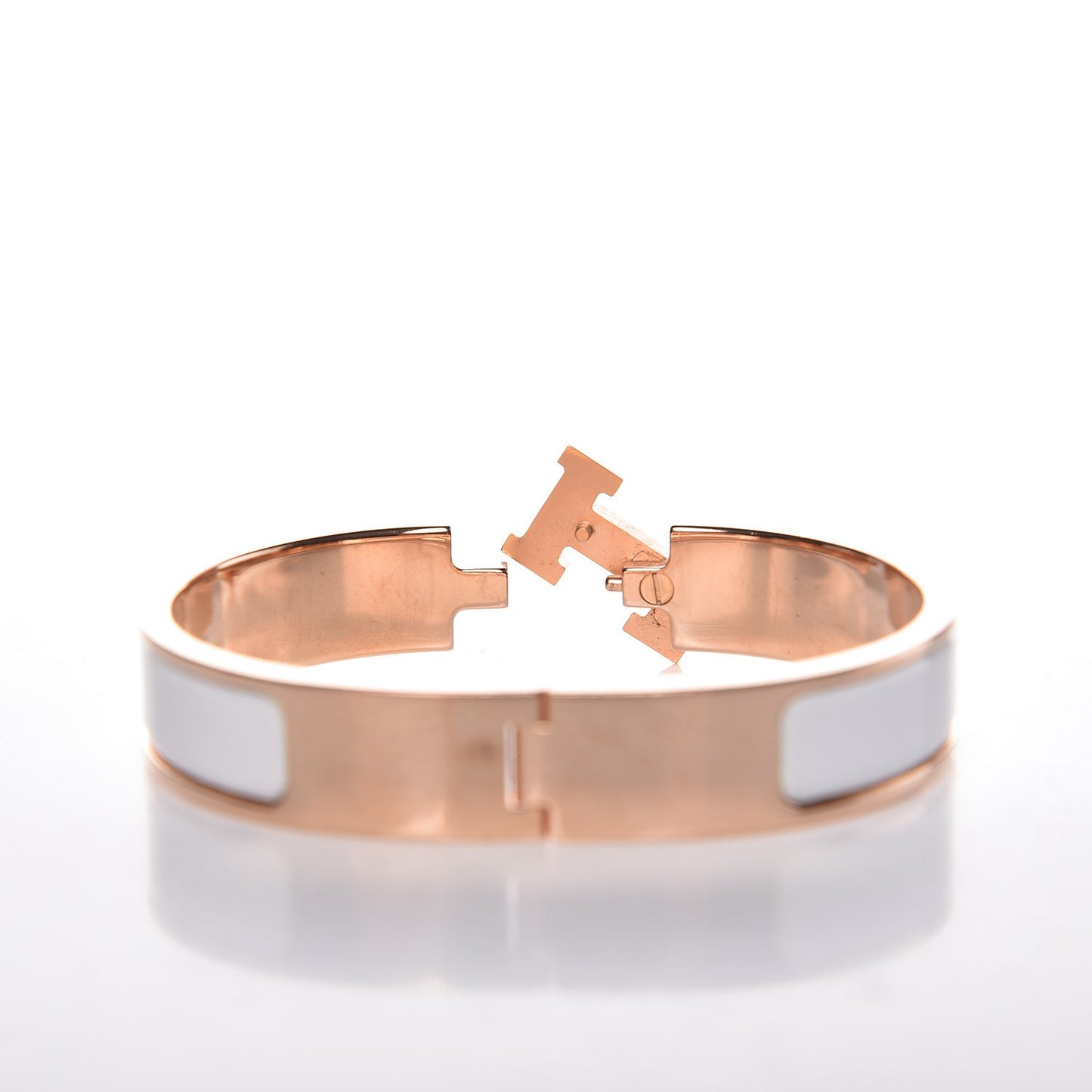 Enamel Narrow Clic Clac H Bracelet PM White