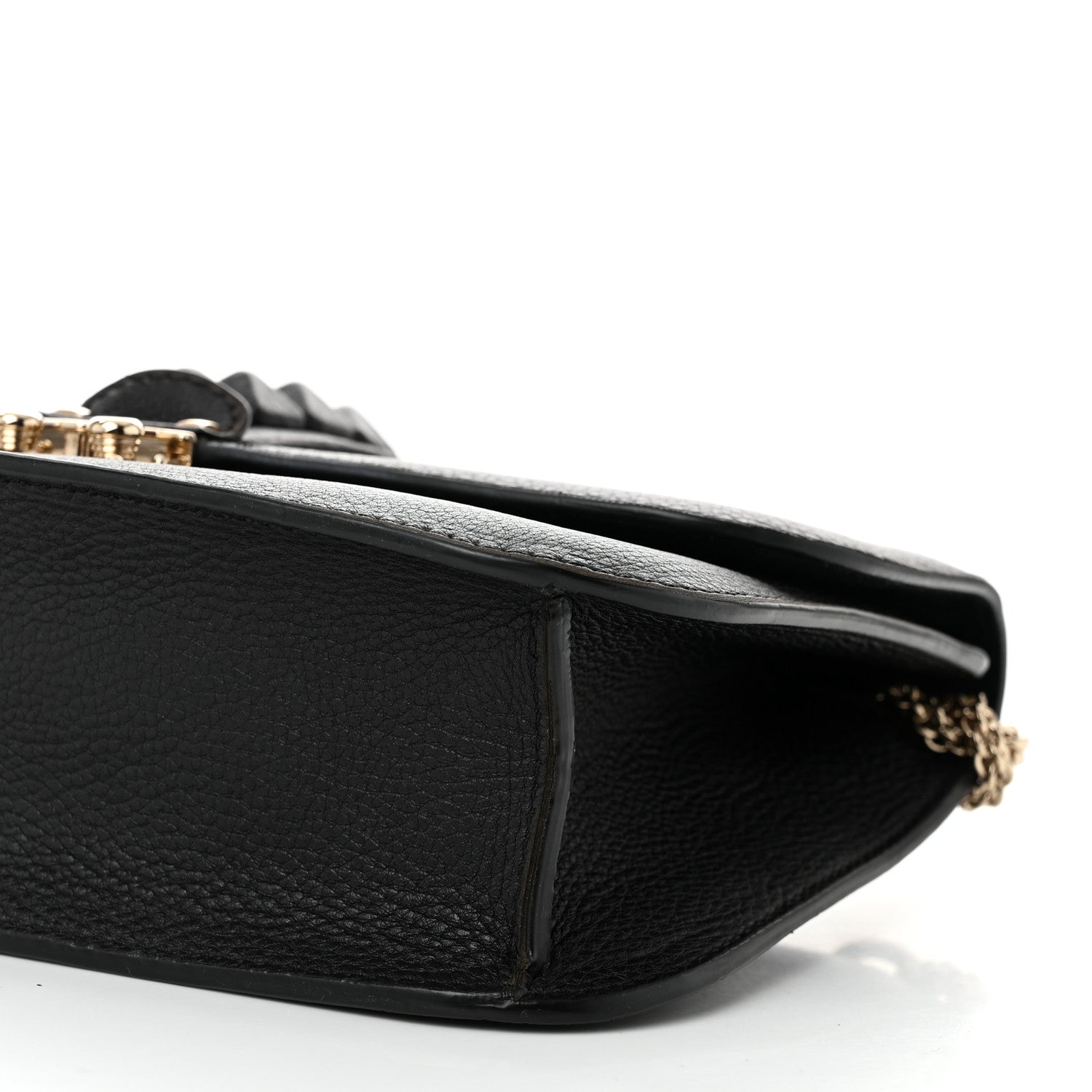 Valentino Garavani Pebbled Calfskin Monochrome Medium Glam Lock Rockstud Flap Black 9 of 9