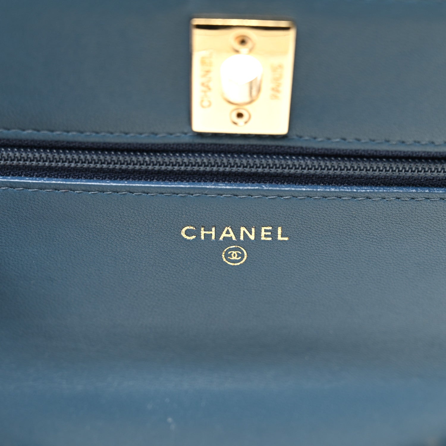 Chanel Lambskin Quilted Trendy CC Wallet On Chain WOC Blue 6 of 12
