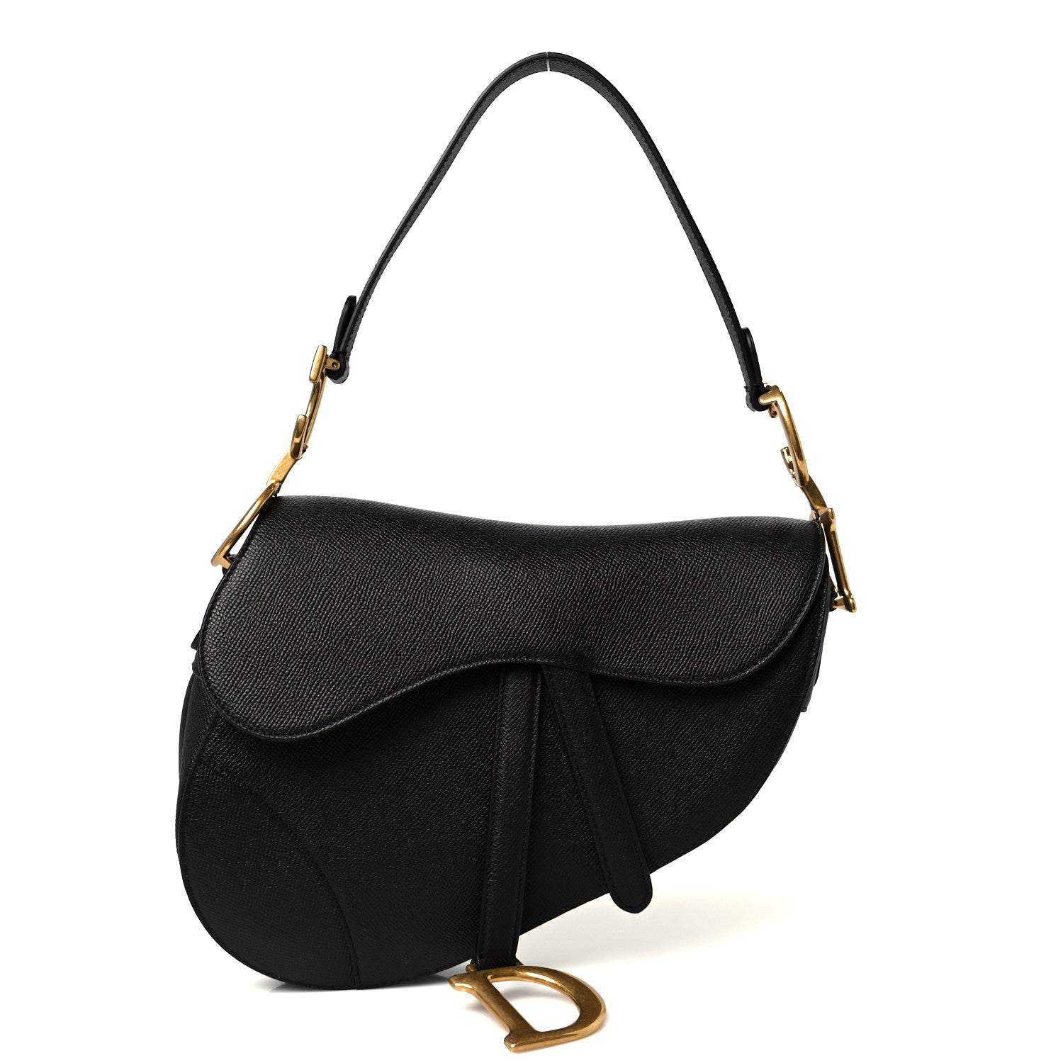 Christian Dior Grained Calfskin Saddle Bag Black 1 of 11