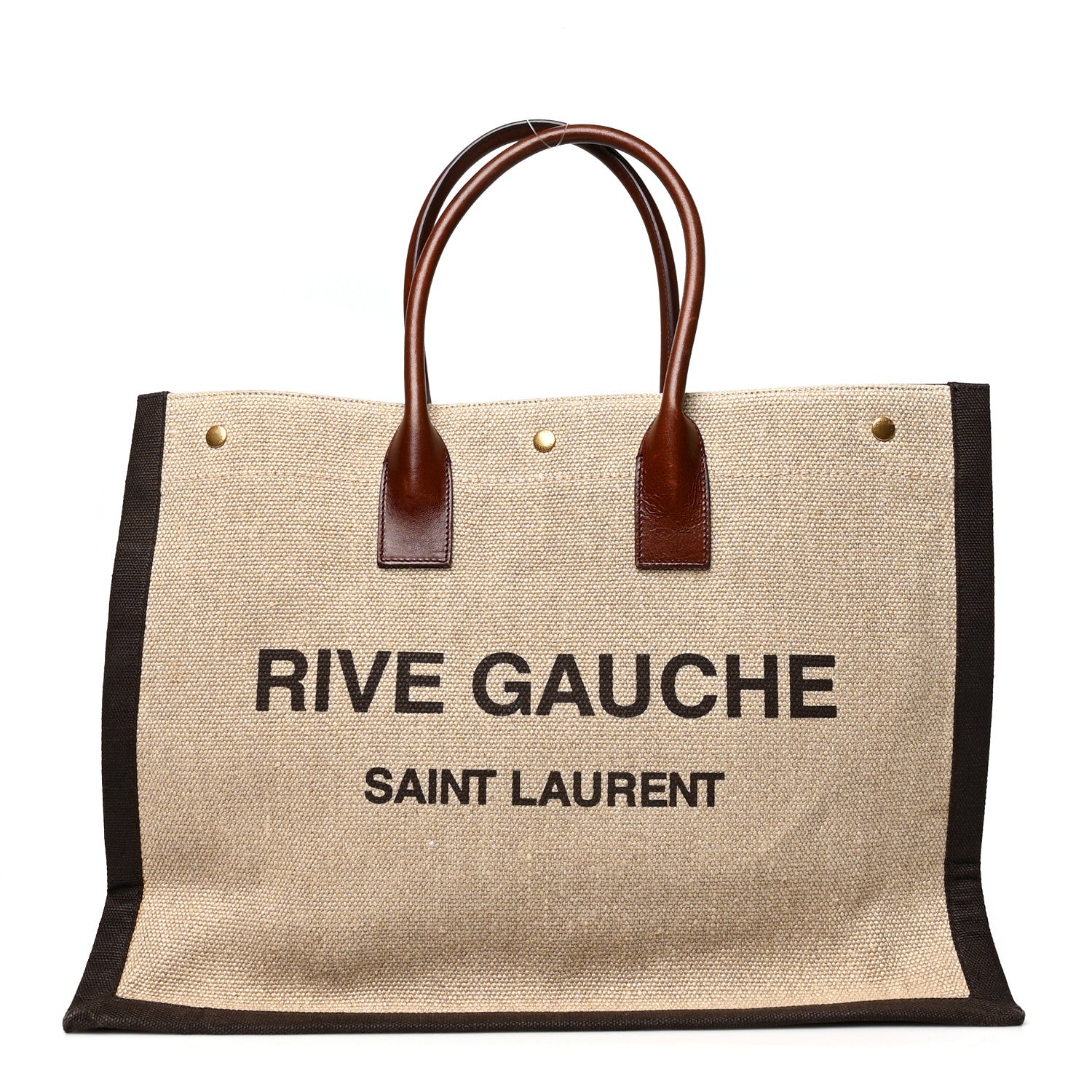 Saint Laurent Linen Calfskin Rive Gauche Tote Natural 1 of 9