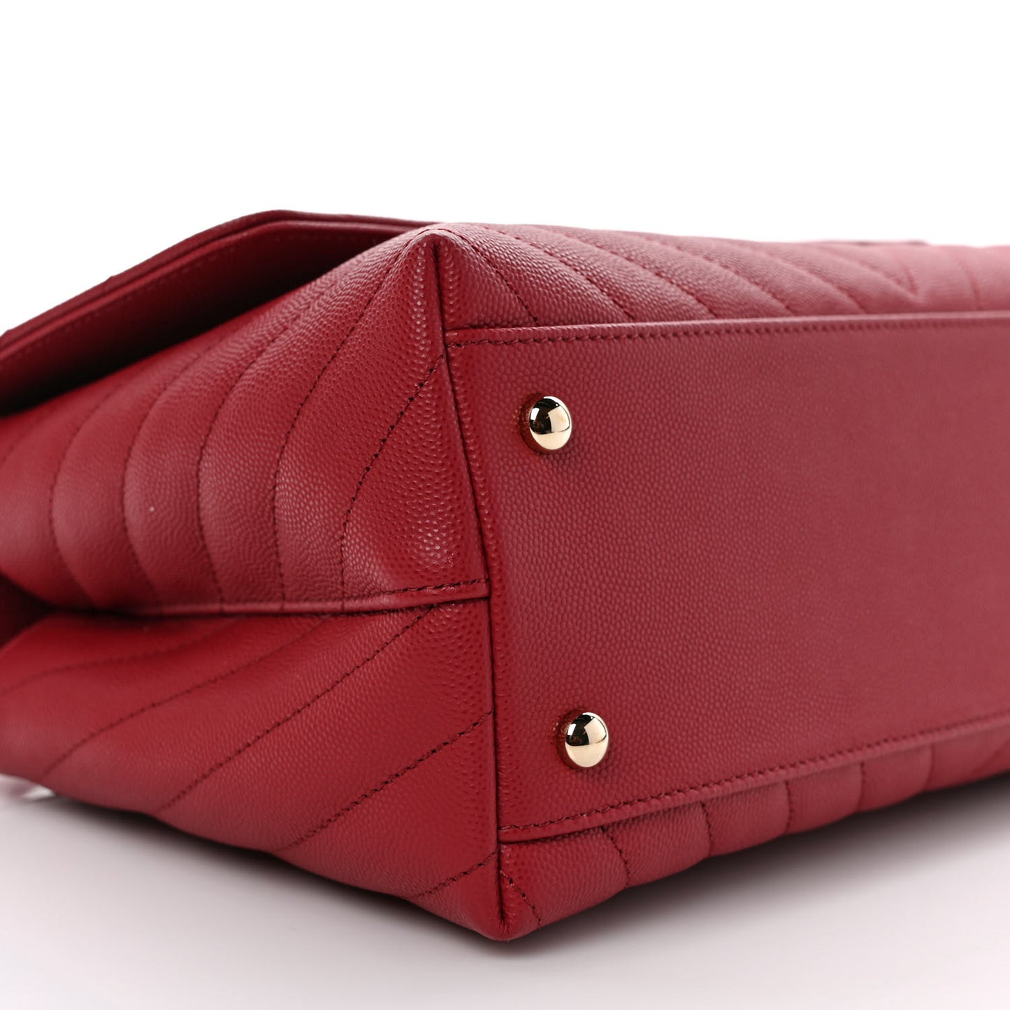 Caviar Lizard Chevron Quilted Small Coco Handle Flap Red