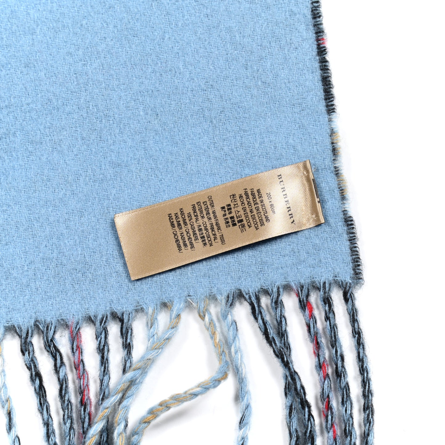 Cashmere Stripe and Check Reversible Scarf Black Blue