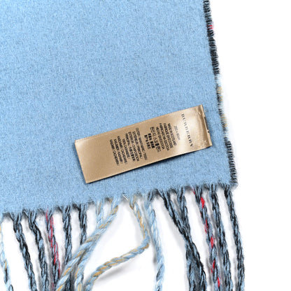 Burberry Cashmere Stripe and Check Reversible Scarf Black Blue 4 of 4