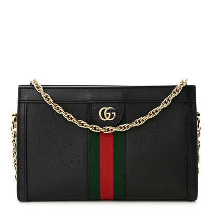 Gucci Calfskin GG Web Small Ophidia Chain Shoulder Bag Black 1 of 11