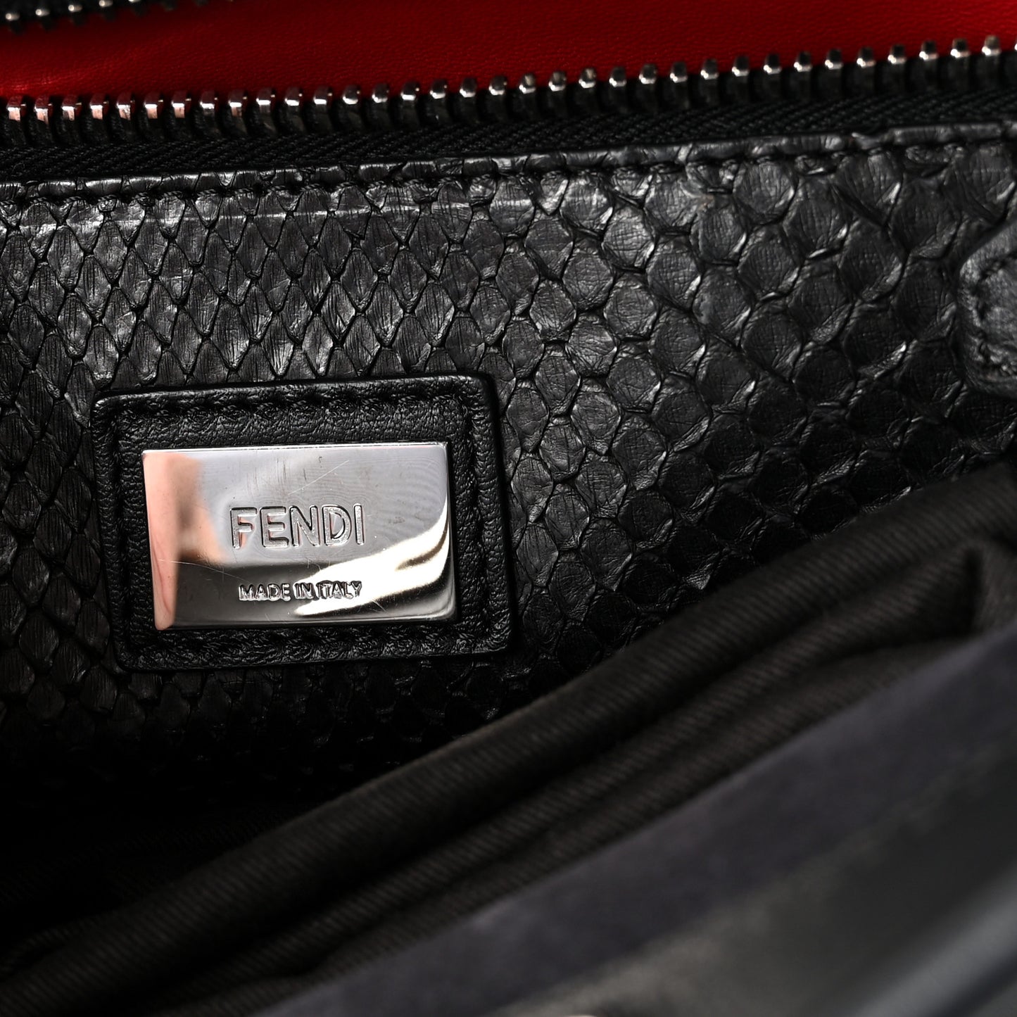 Vitello Seta Snakeskin Crocodile Monster Eyes Medium Peekaboo Iconic Satchel Black Girasole