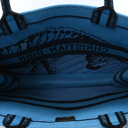 Christian Dior Canvas Embroidered Large Jungle Pop Book Tote Blue Multicolor 5 of 11