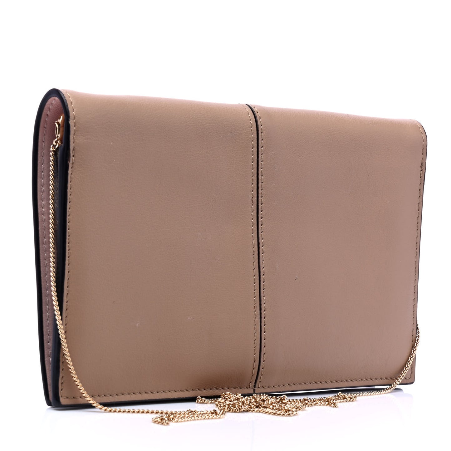 Vitello Grace Glazed Fabric FF 1974 Mini Peekaboo Wallet on Chain Brown Mogano Panna