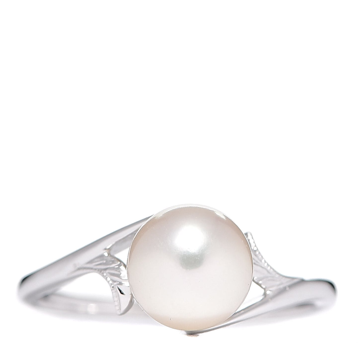 18K White Gold Akoya Pearl 7mm Ring 51 5.75