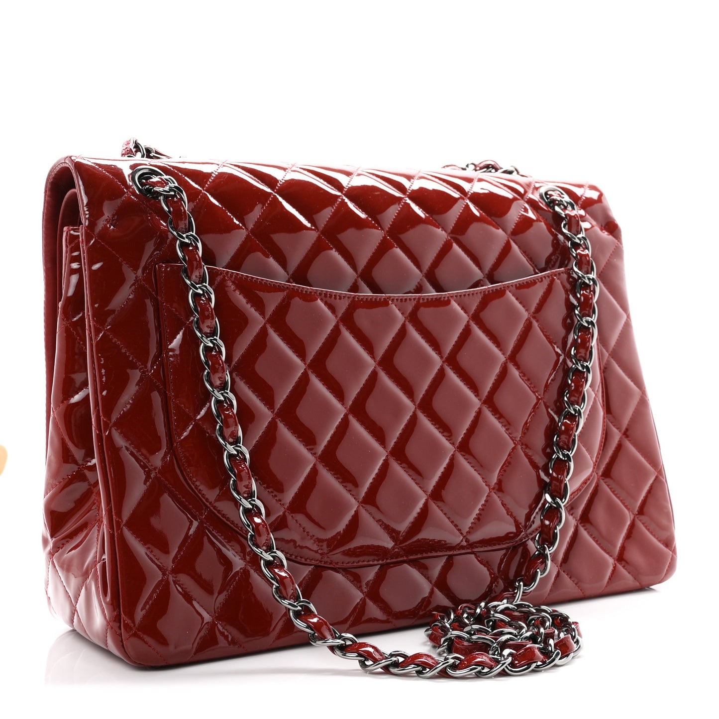 Patent Quilted Maxi Double Flap Red