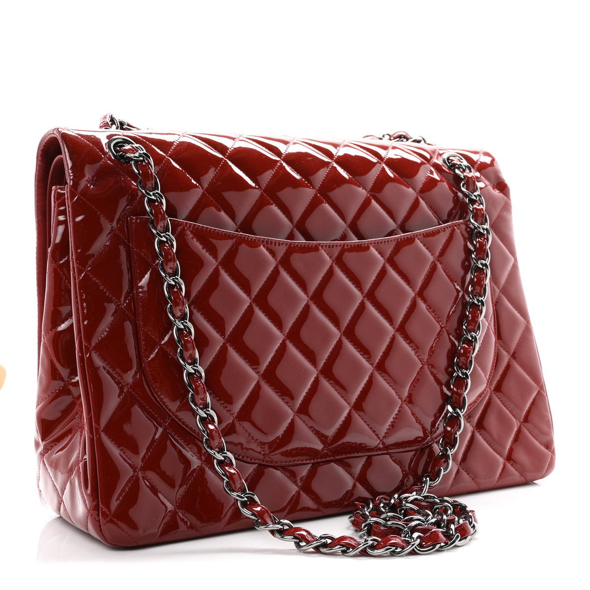 Chanel Patent Quilted Maxi Double Flap Red 3 of 11