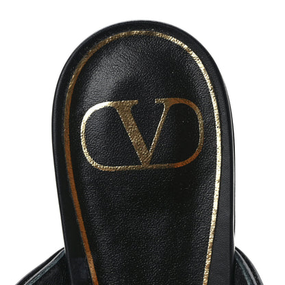 Valentino Garavani Calfskin Roman Stud Ankle Strap Flat Mules 37 Black 7 of 8