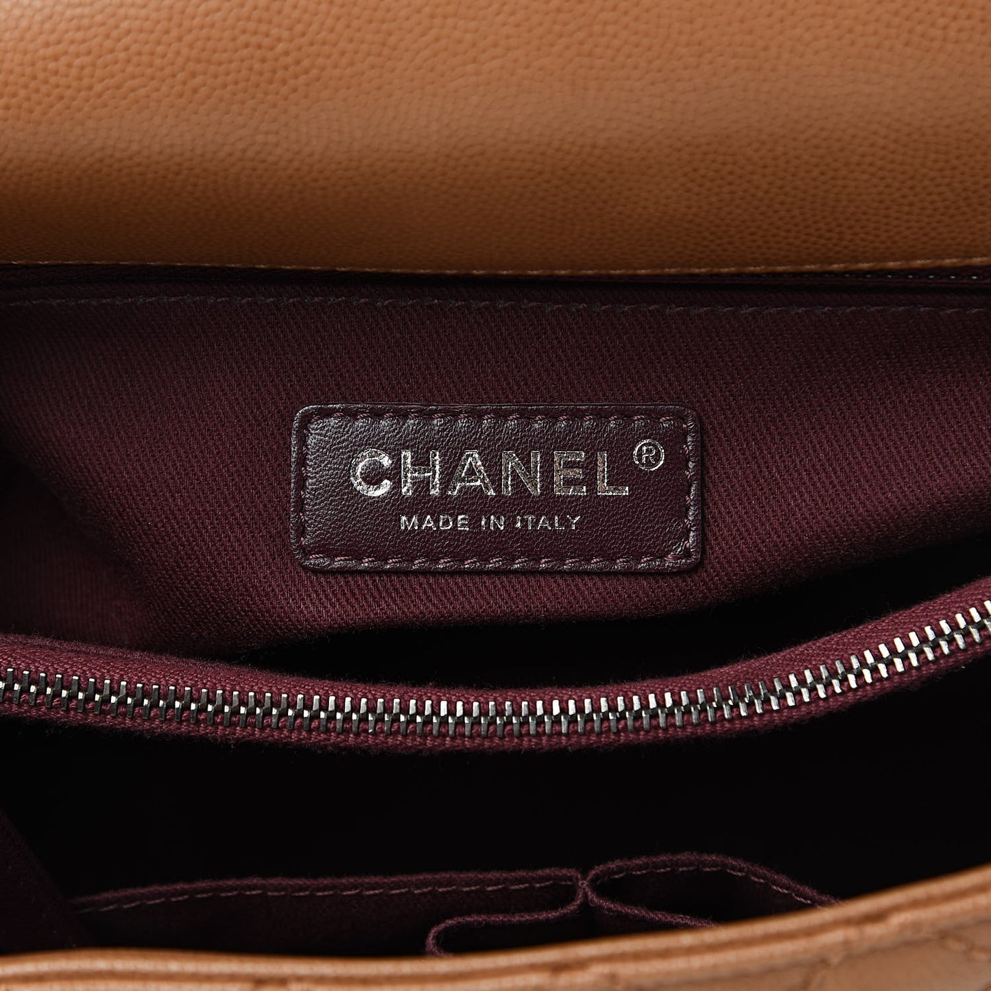 Caviar Quilted Medium Coco Handle Flap Camel