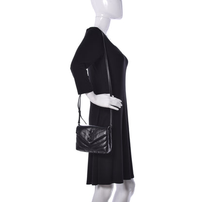 Saint Laurent Calfskin Y Quilted Monogram Toy Loulou Crossbody Bag Black 2 of 9