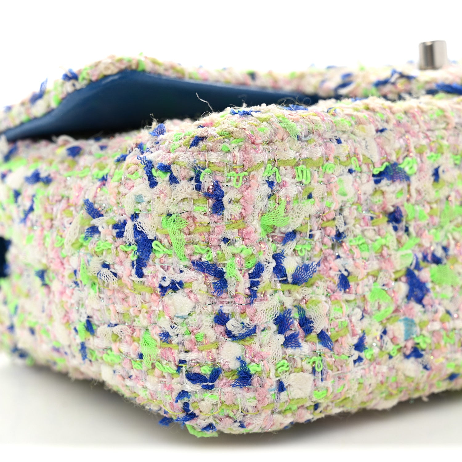 Chanel Tweed Quilted Mini Rectangular Flap Blue White Green 8 of 10