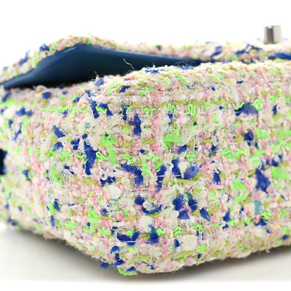 Chanel Tweed Quilted Mini Rectangular Flap Blue White Green 8 of 10