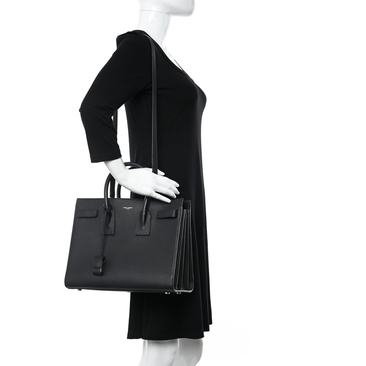 Grained Calfskin Small Sac De Jour Black