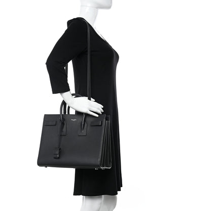 Saint Laurent Grained Calfskin Small Sac De Jour Black 2 of 13