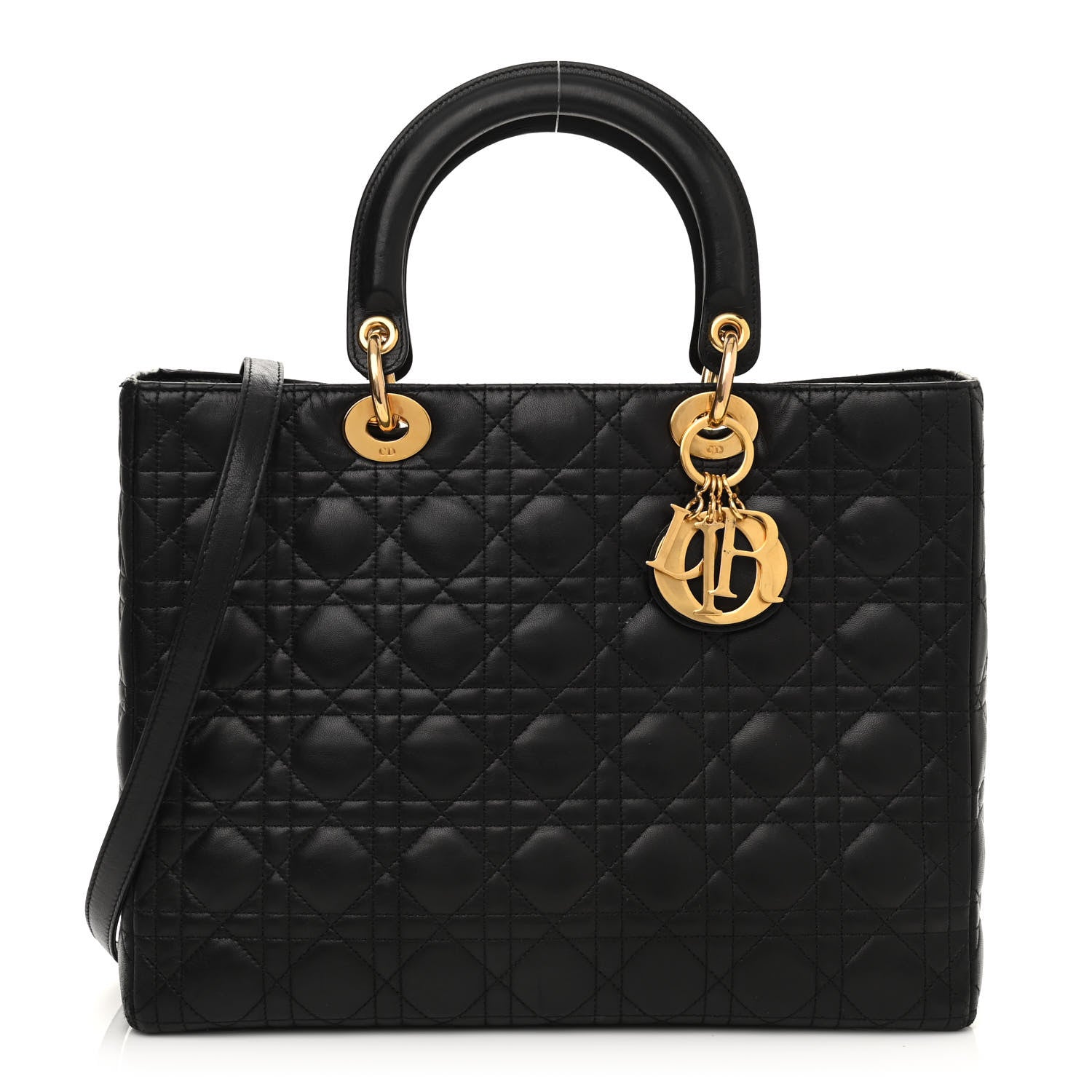 Christian Dior Lambskin Cannage Large Lady Dior Black 1 of 17