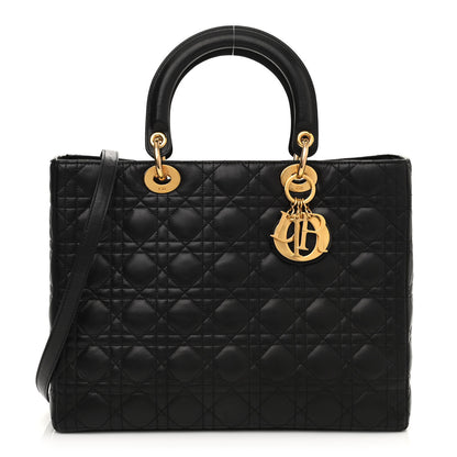 Christian Dior Lambskin Cannage Large Lady Dior Black 1 of 17
