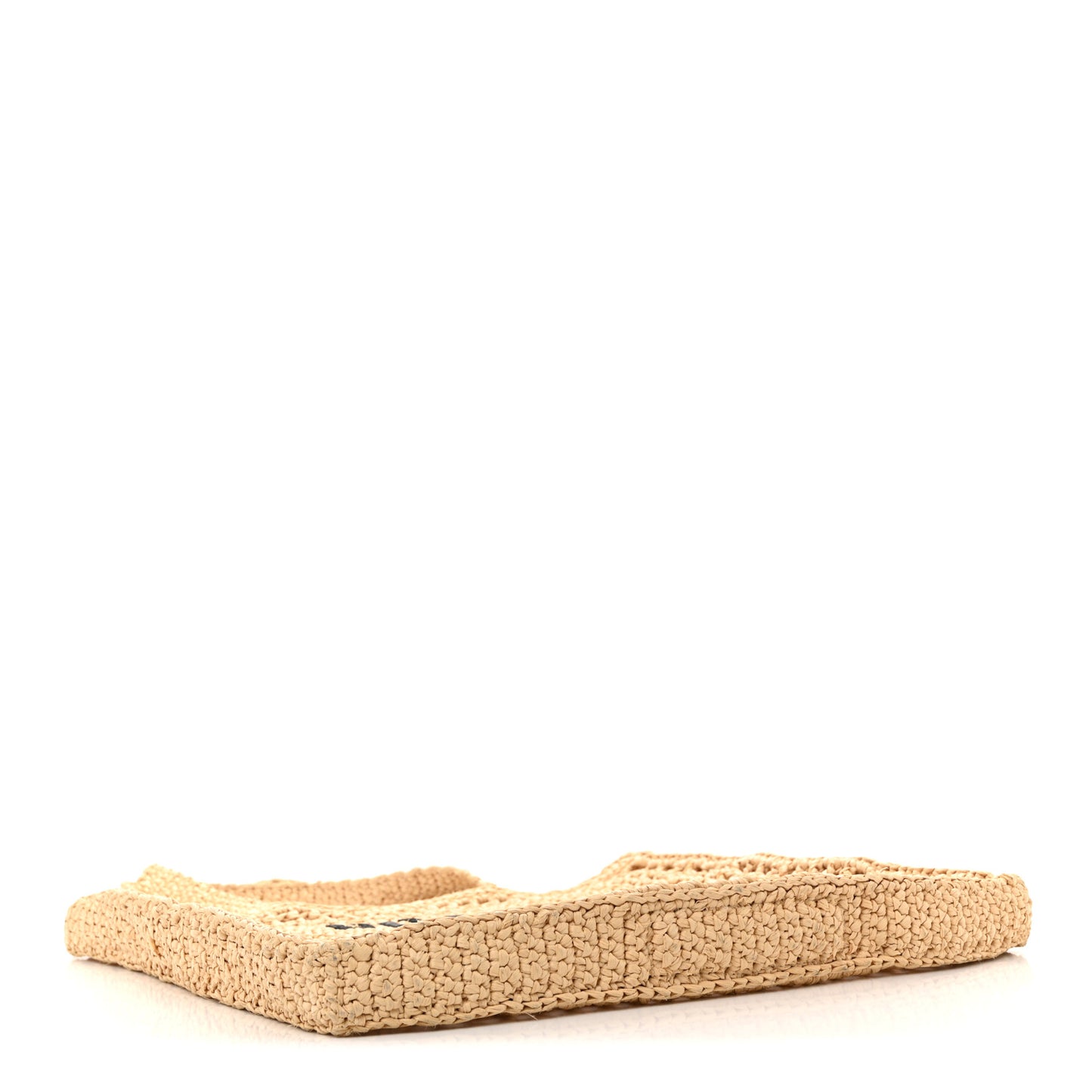 Yarn Raffia Effect Crochet Logo Embroidered Tote Bag Naturale