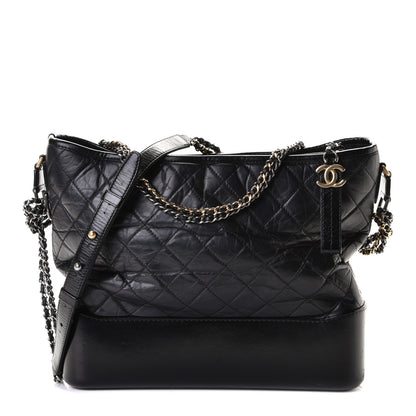 Chanel Aged Calfskin Quilted Large Gabrielle Hobo Black 1 of 8