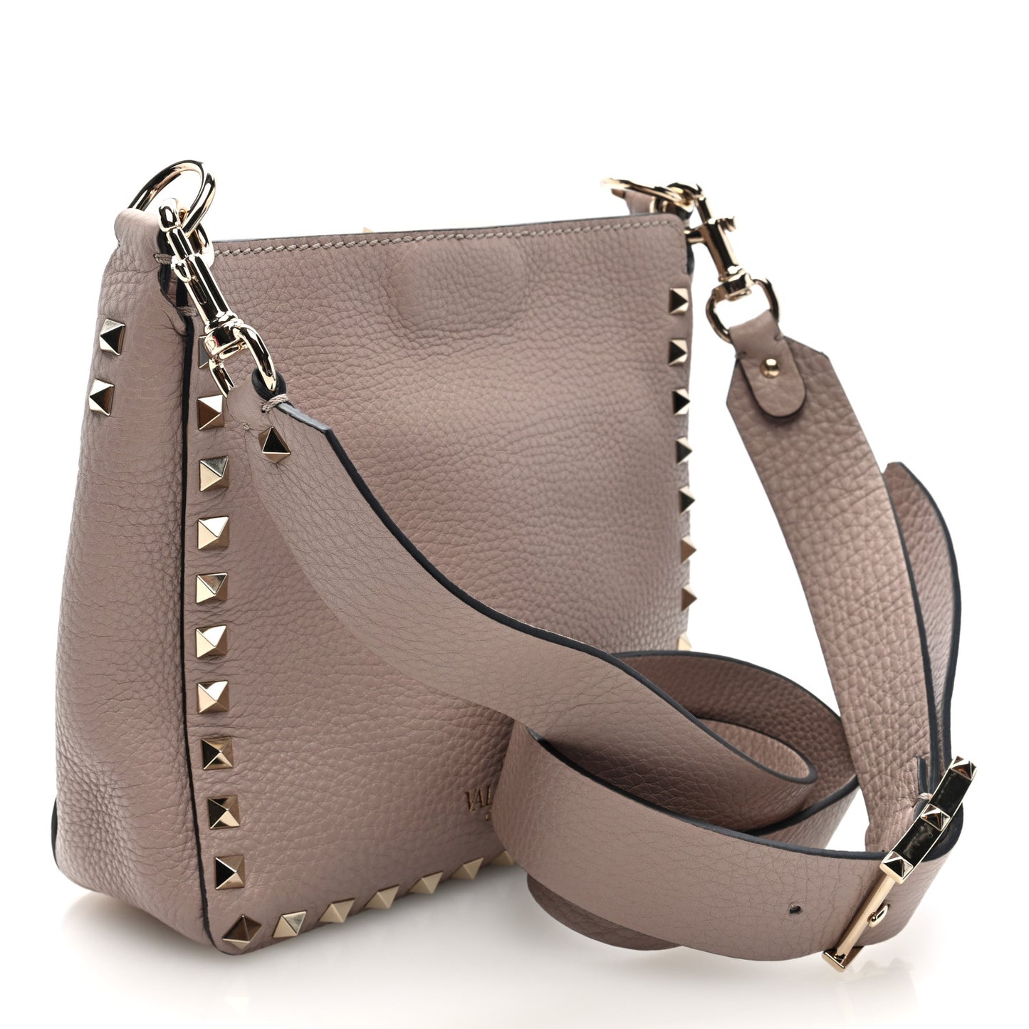 Pebbled Calfskin Mini Rockstud Flip-Lock Messenger Bag Poudre