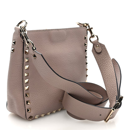 Valentino Garavani Pebbled Calfskin Mini Rockstud Flip-Lock Messenger Bag Poudre 3 of 9