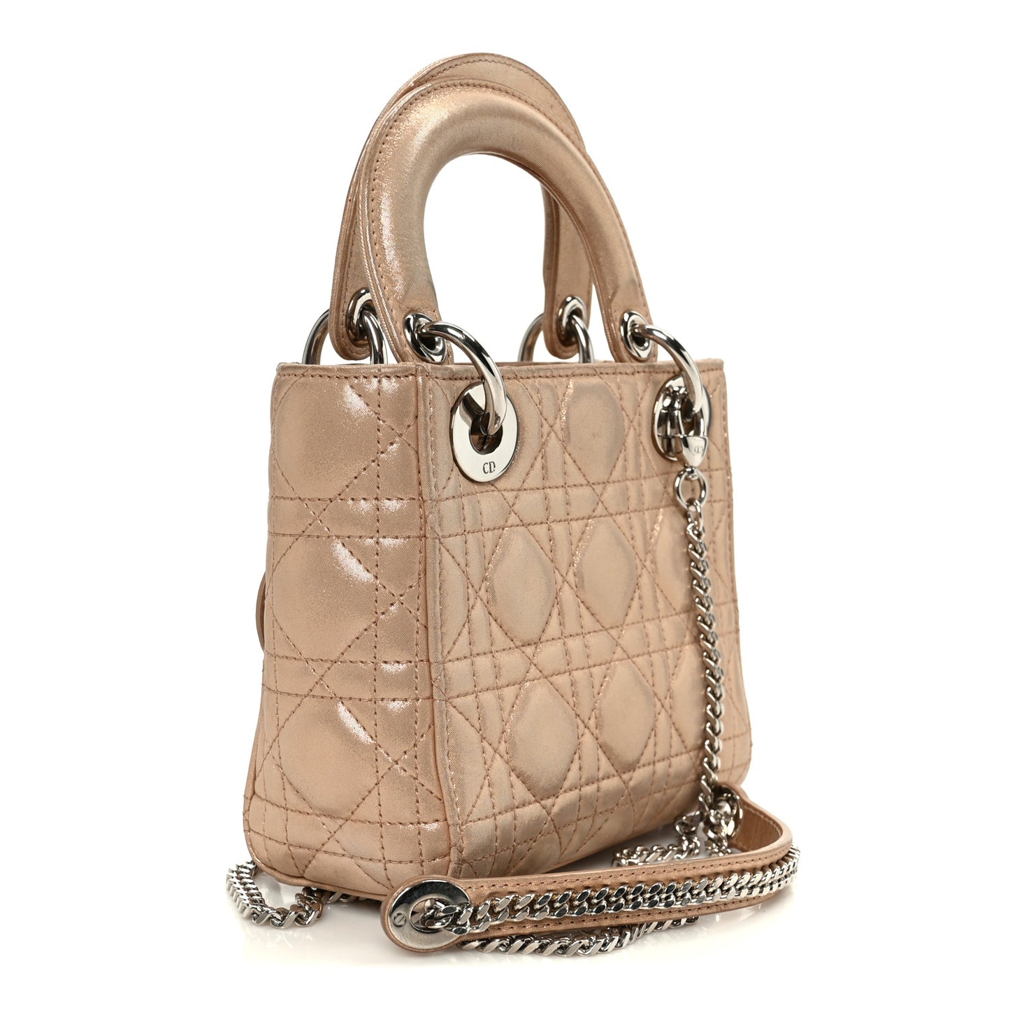 Lambskin Cannage Mini Lady Dior Powder Beige