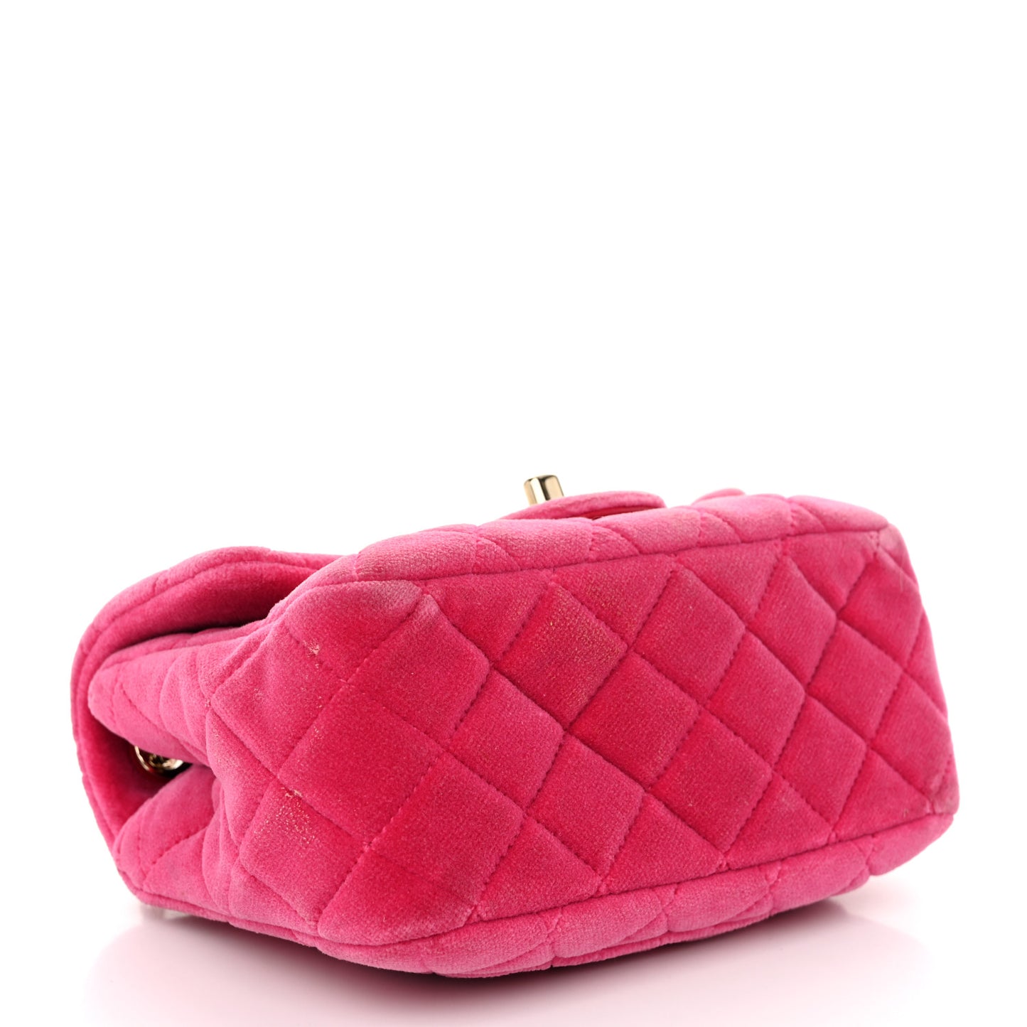 Velvet Quilted Mini Square Pearl Crush Flap Fuchsia