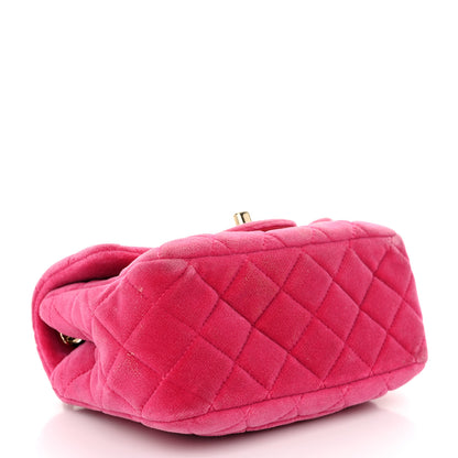 Chanel Velvet Quilted Mini Square Pearl Crush Flap Fuchsia 4 of 11