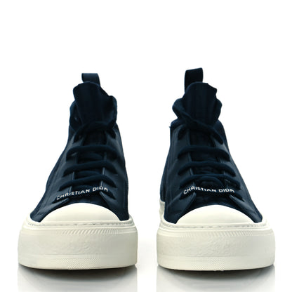 Christian Dior Technical Canvas Mesh Calfskin Womens Oblique Walk'n Dior High Top Sneakers 36.5 Deep Blue 2 of 9